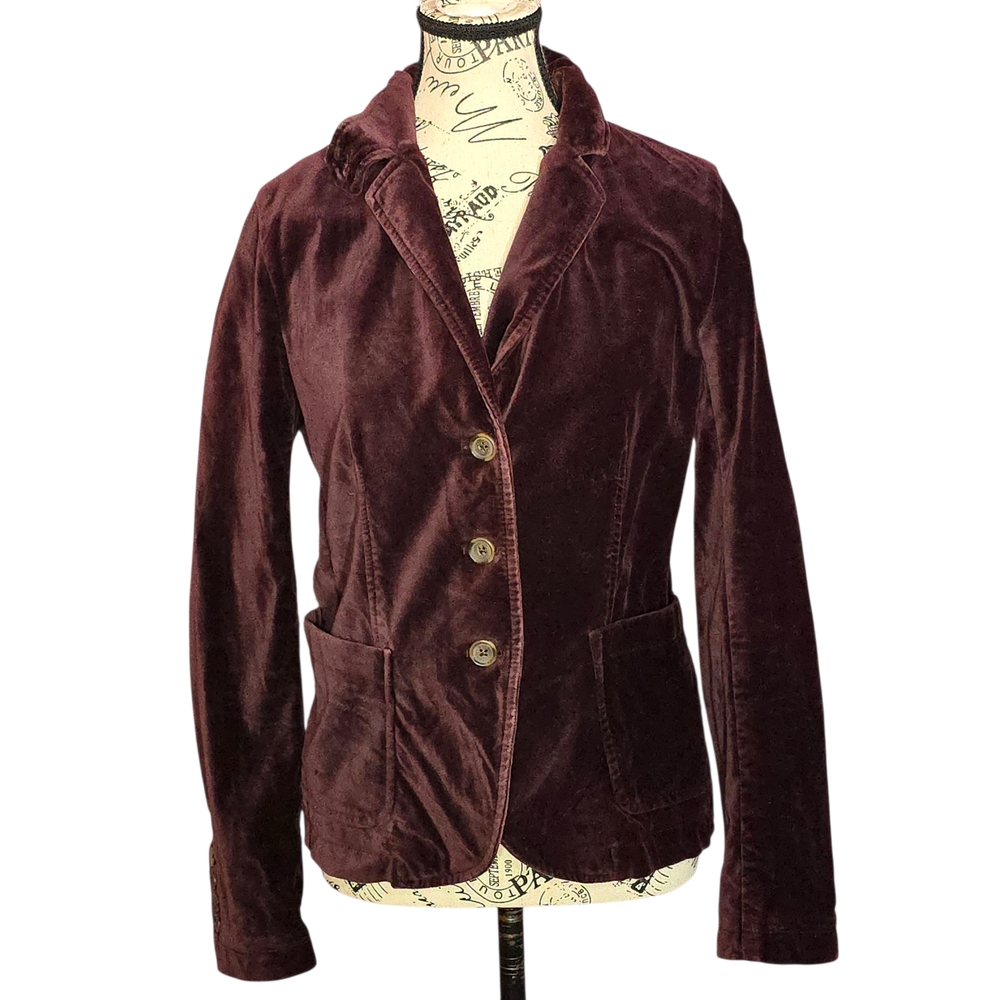 J. Crew Purple Burgundy Velvet Blazer Y2K Goth 4 - Picture 1 of 15